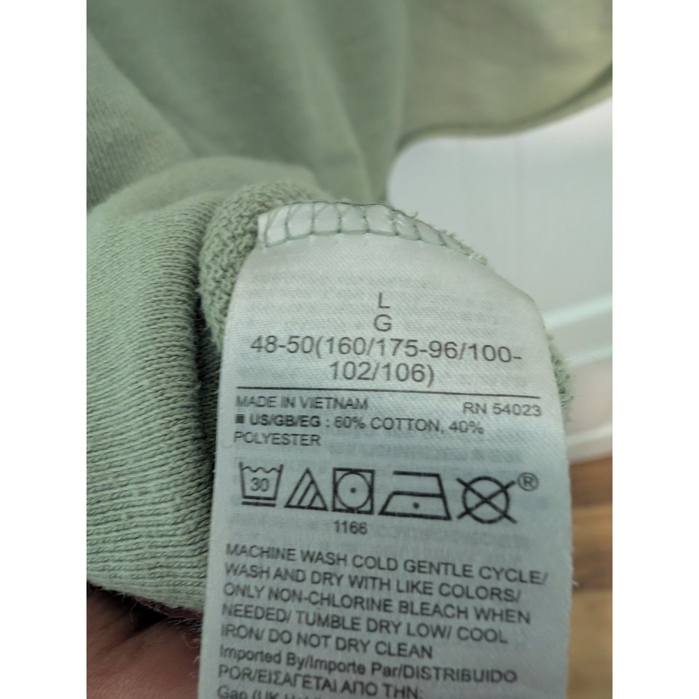 Gap French Terry Knit Cropped Hoodie 1/4 Zip Sage Mint Green Sz Large - Picture 5 of 5